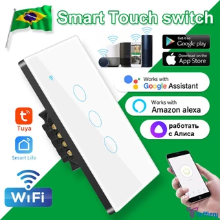 Tuya Wi-fi Inteligente Toque Interruptor de Luz de Parede 100-250 V Vida Inteligente/tuya App Controle Remoto de Trabalho Com alexa Inicial do Google, 1 / 2 / 3 / 4 Gang Nova Atualização TEFFIERY Quadrado