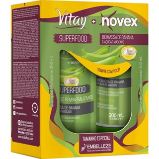Kit Shampoo e Condicionador Vitay Novex Superfood Remineralizante Biomassa de Banana e Açúcar Mascavo 200ml