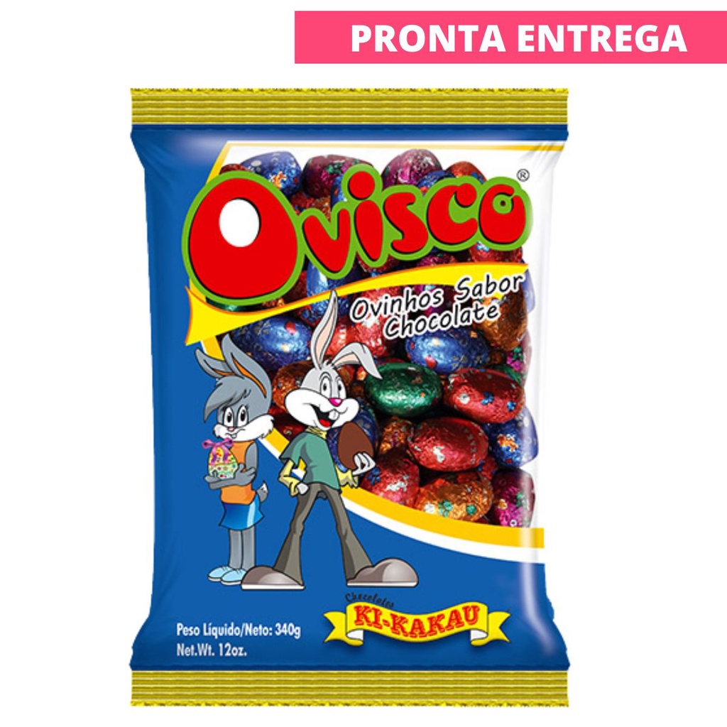 Ovinhos Coloridos de Chocolate Ovisco de Pacote 340g c/ 50 unidades - Ki-kakau (Páscoa)