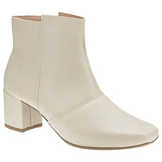 Bota Coturno Feminina Salto Grosso Bico Quadrado Cano Curto