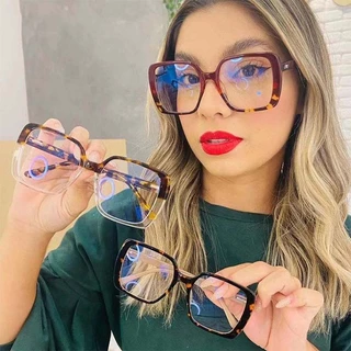 Armação De Óculos Quadrados Oversized Mulheres Filtro De Luz Azul Leopard Zero