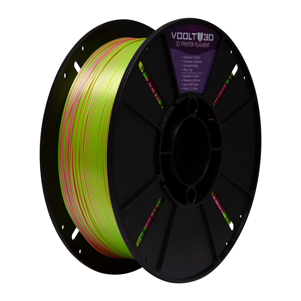 Filamento 3D Voolt Pla Duo Silk Rosa Chiclete-Verde Neon 1Kg | Shopee ...