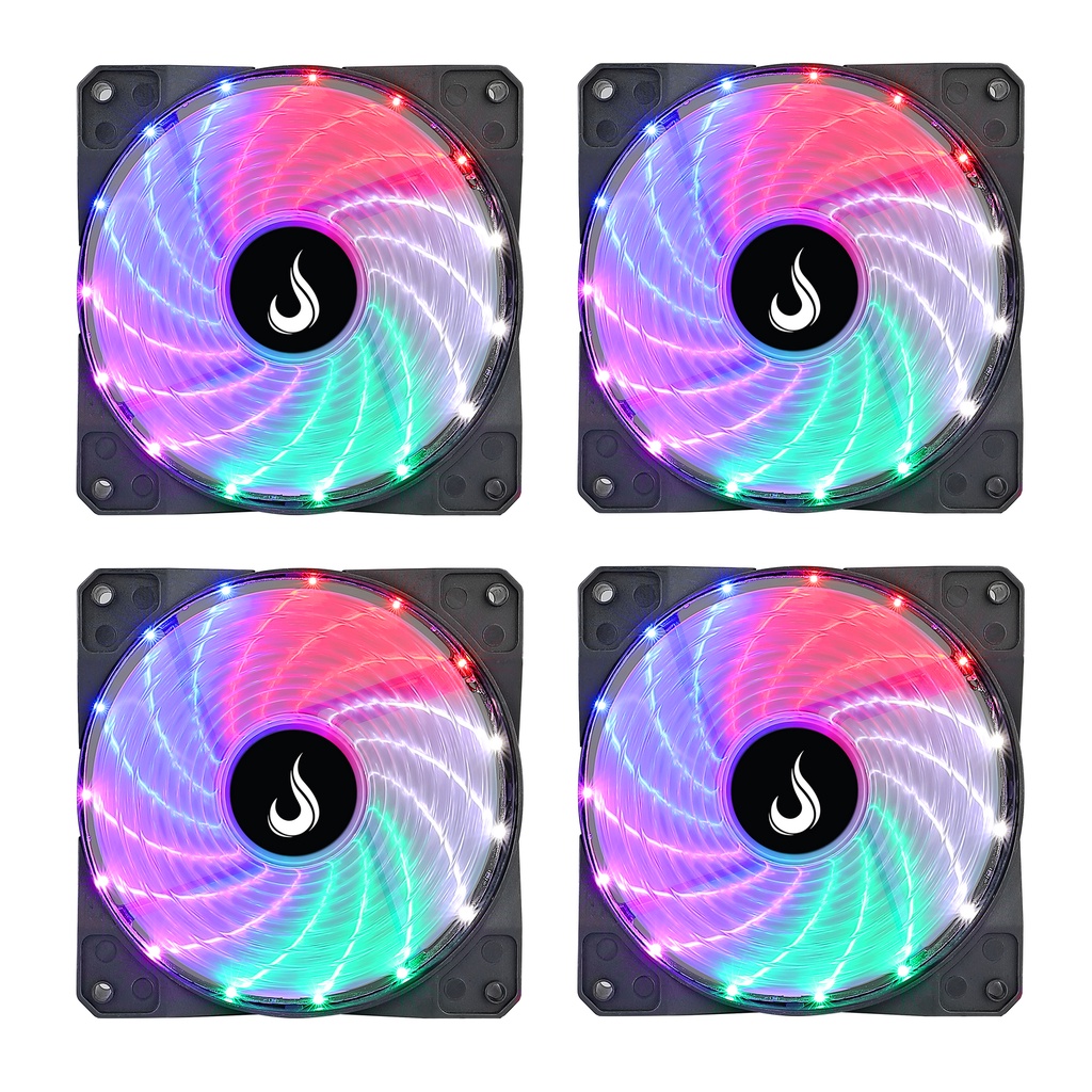 Kit 4 Cooler Fan Rise Mode Wind Led Rainbow RM-WN-02-RGB | Shopee Brasil