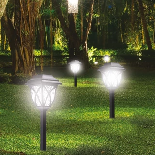 2 Luminarias Luz Solar Super Led Grama Jardim Promocao
