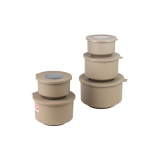 Conjunto De Potes Com Tampa Coza Hoop 5 Peças Warm Gray