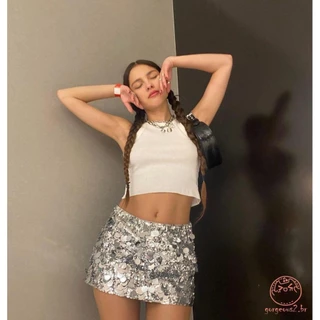 Lindo-Y2K Lápis De Lantejoulas Mini Saia Sexy