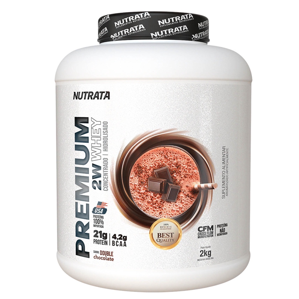 Whey Premium Proteína Concentrado + Hidrolisado Sabor Duplo Chocolate 2kg – Nutrata