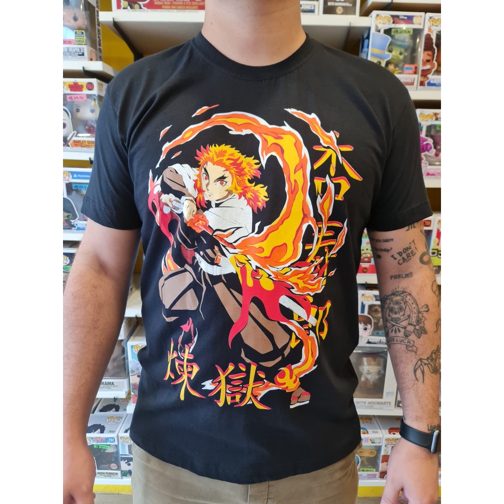 Camiseta Demon Slayer Rengoku - Hashira do fogo Bordada - Escorrega o Preço