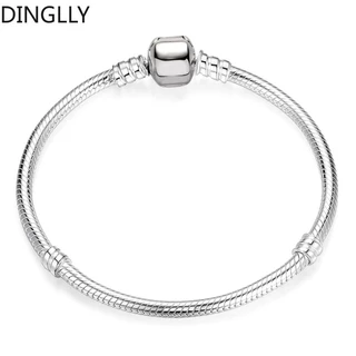 DINGLLY 15cm-23cm Pulseira Básica Com Banho De Prata Para Infantil Diy Charm