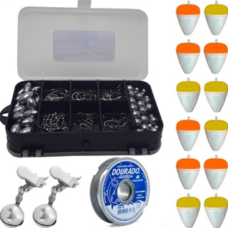 Kit Pesca Chumbada Anzol Giradores Bóias Linha e Sino Summer