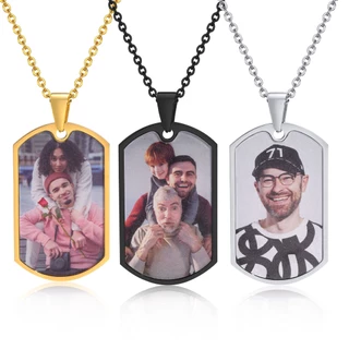 Vnox Fashion Free Texto Fotográfico Personalizado Para Homens , Colar De Aço Inoxidável Lembranças Femininas