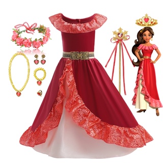 VESTIDO FESTA VERMELHO PRINCESA ELENA DE AVALOR RODADO LUXO