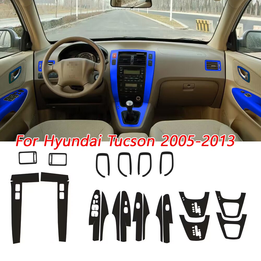 Para Hyundai Tucson 2005-2013 Painel De Controle Central Interior Porta De Fibra De Carbono 5D Autocolantes Decalques Acessório Carros