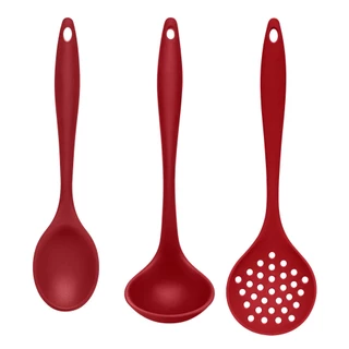 Kit 3pç Silicone Colher de Arroz Concha de Feijão Escumadeira UD113