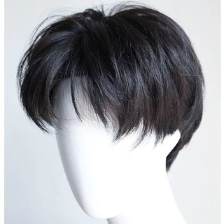 Peruca Masculina Versão Coreana Bonito Parte Média Franja Curta Cabelo Liso Estudante Fofo natural Rede Realista Vermelha straigh