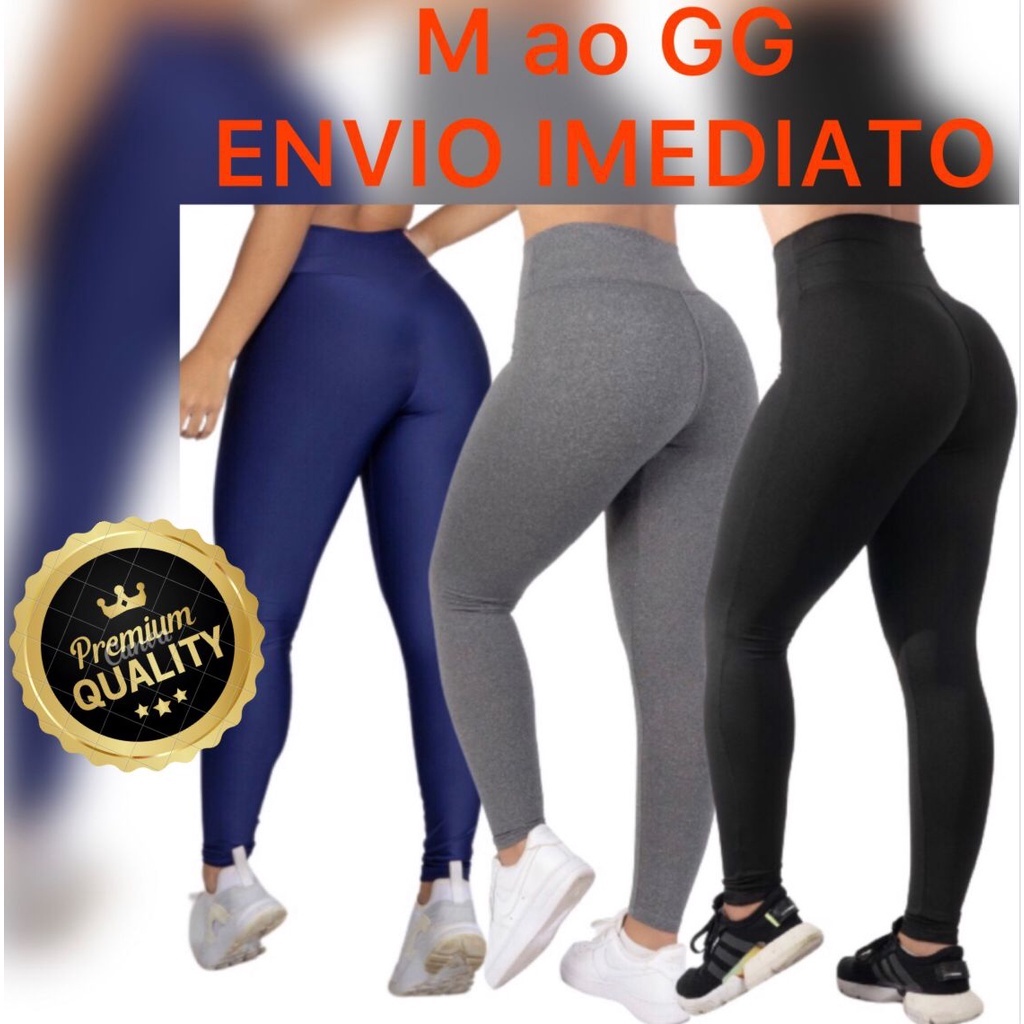 Kit 3 Leggings Diversas Mix Legging Zero Transparência