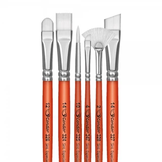 Conjunto Pincel Condor Pintura Artística Tecido - 6 peças