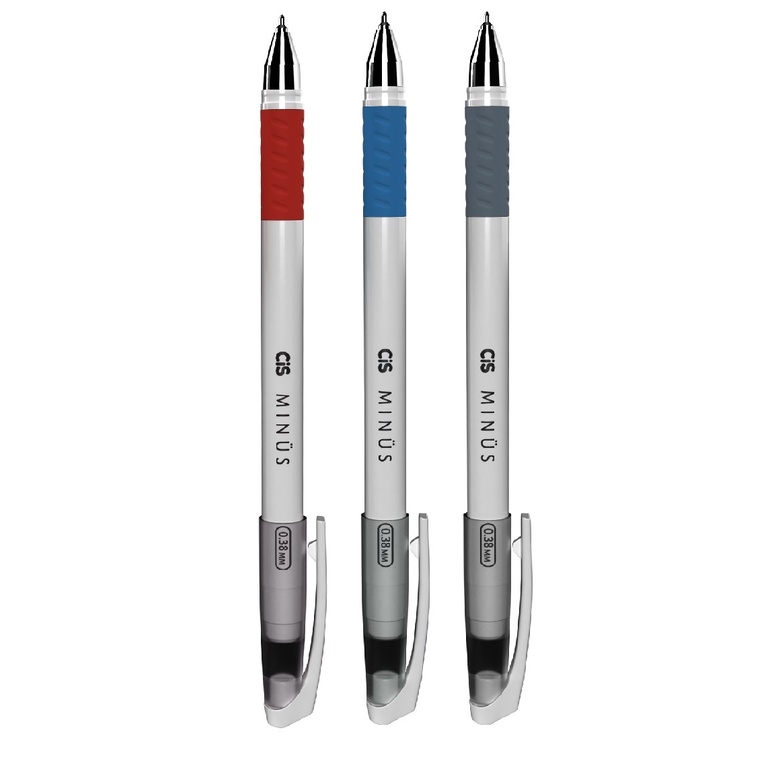 Kit Com 3 Canetas Esf. CiS Minus Vermelha, Azul e Preta