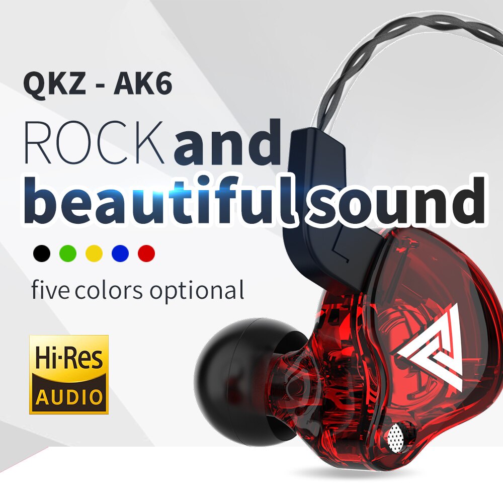 Qkz ak6 Fones De Ouvido Com Fio De 3,5mm Fone Estéreo hifi De Cobre Baixo Música De Corrida Jogos Esportivos