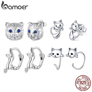 Brincos Bamoer 925 Prata Pet Brinco De Jóias De Moda Para Meninas SCE832 em Oferta na Shopee