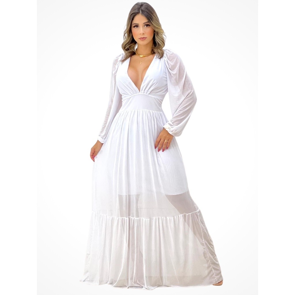 Vestido Casamento Civil Noiva Branco Delicado Tule Forrado