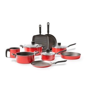 Jogo De Panelas Brinox Garlic Antiaderente 9 Peças Vermelho