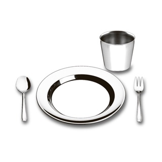 Conjunto Para Refeição Infantil Brinox Puppys 4 Peças Aço Inox