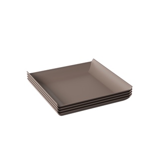 Kit Pratos Quadrados Coza 20,6 x 20,6 x 2,6 cm 4 peças Warm Gray