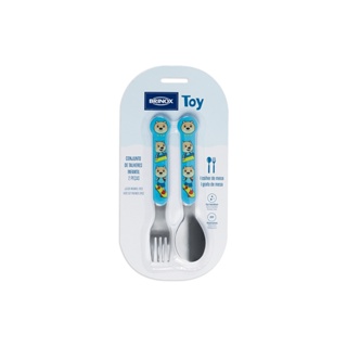 Conjunto De Talheres Infantil Brinox Toy 2 Peças Azul