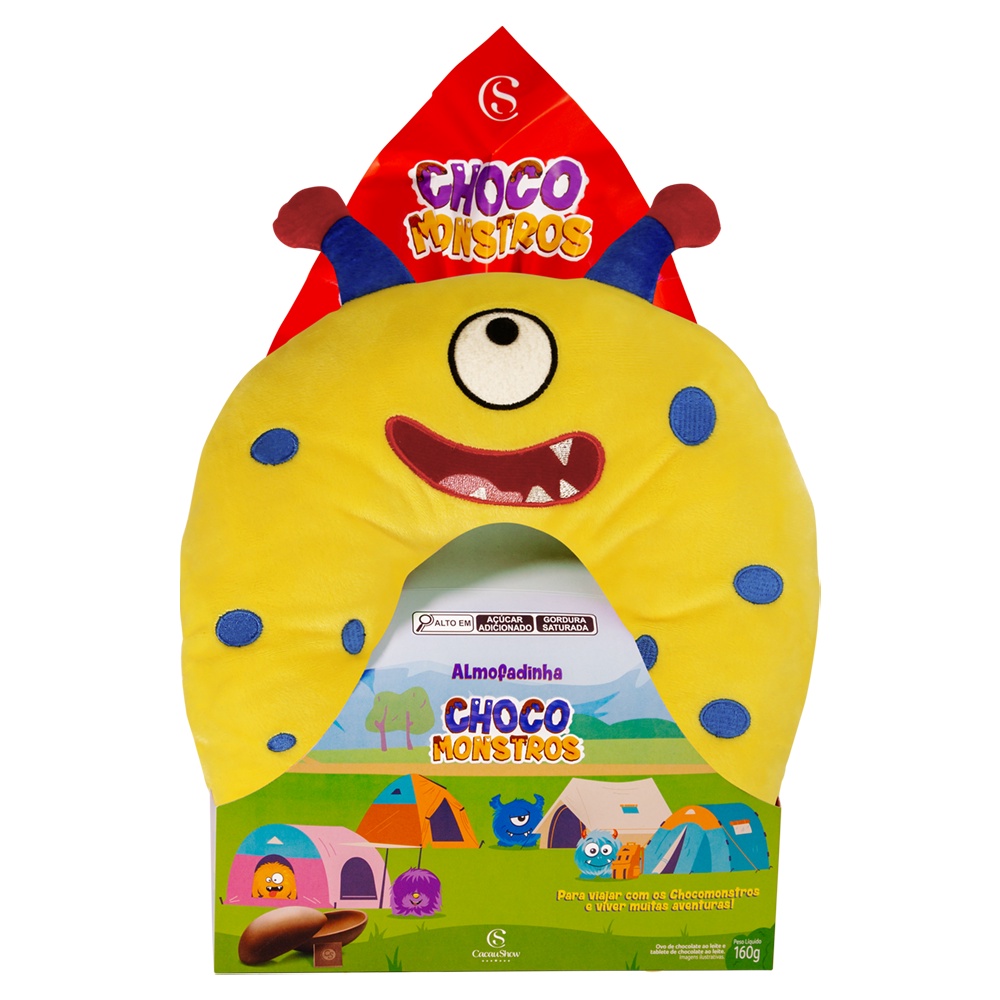 Ovo de Páscoa Chocomonstro Abelardo Almofada Amarela 160g Cacau Show