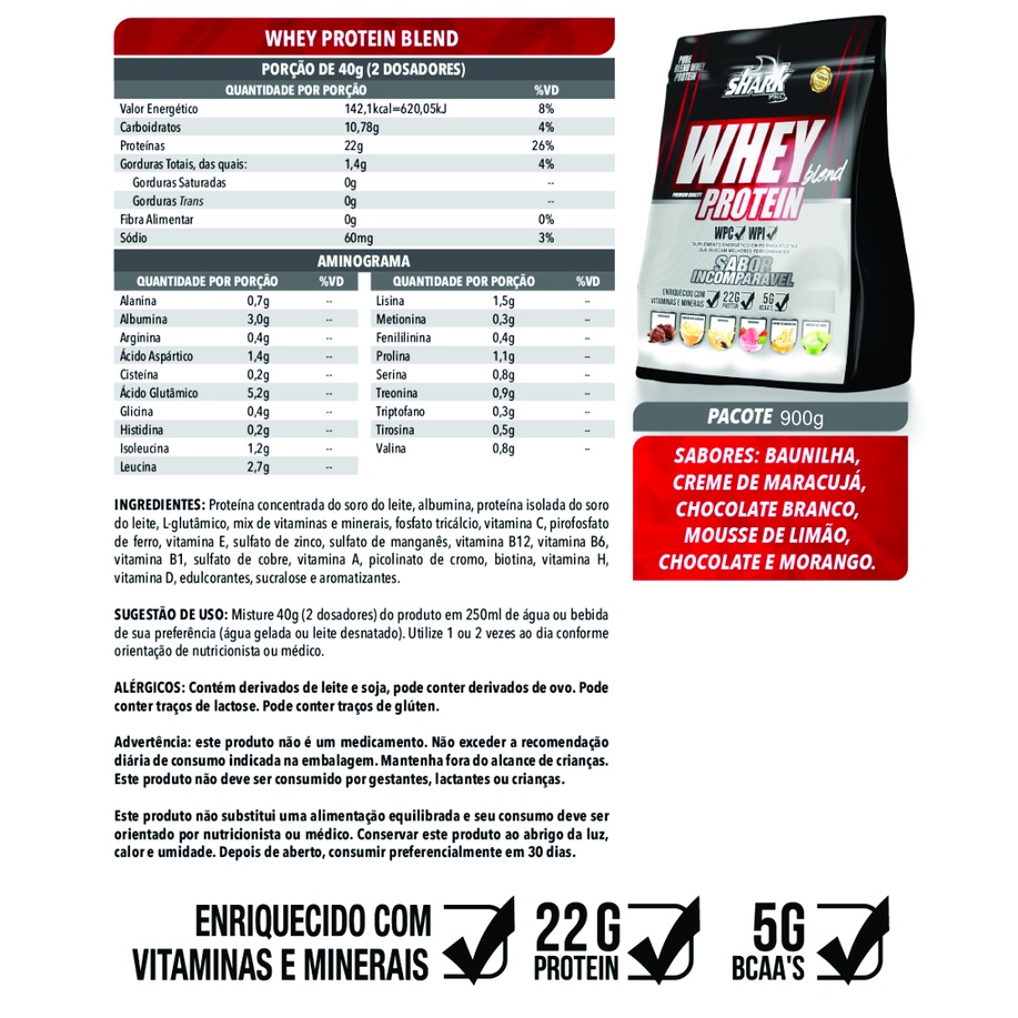 Blend Whey Refil 900g Baunilha – Shark