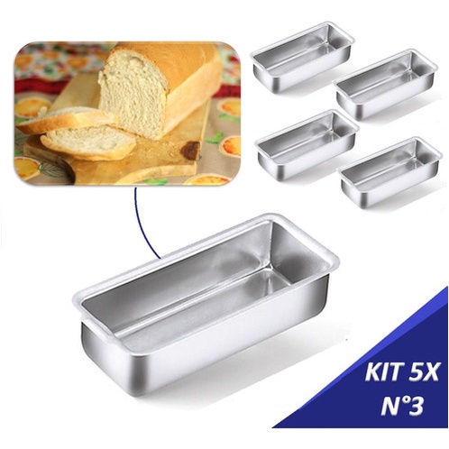 Conjunto 5 Formas Assadeiras Pão Caseiro Gelo E Bolo Inglês 