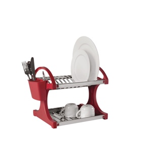 Escorredor De Louças 12 Pratos Brinox Suprema Aço Inox Vermelho