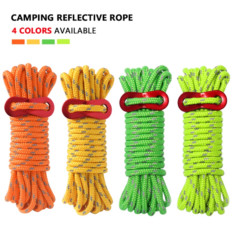 Corda Refletiva Para Tenda , Multi-Funcional Guy Paracord Esportes Ao Ar Livre , Camping E Caminhadas , Fivela De Vento De 4m Fixa