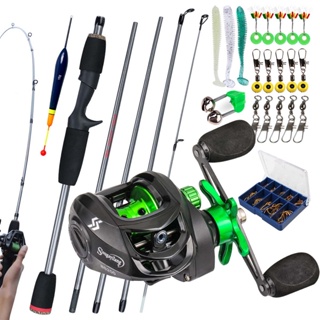 Sougayilang Kit Completo Vara De Pesca Fibra De Carbono 1.7m 5 Seção Com Carretel De Isca 7.2 : 1 Relação Engrenagem E Acessórios