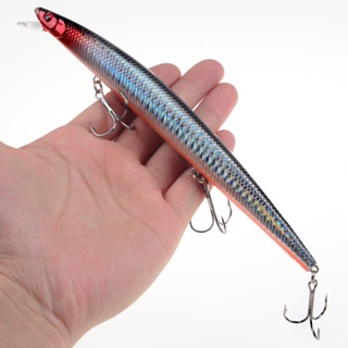 24g/18cm Wobbler Artificial Big Long ABS Isca Dura Plástica Com Anzol Triplo Simulação De Biônica Minnow Sea Down Fishing Lure Olhos 3D