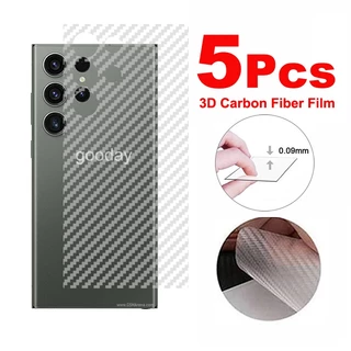 5pçs Adesivo 3D De Fibra De Carbono Para Samsung S23 Ultra 5G S22 S21 S20 Plus FE Galaxy A04 A04s A14 A73 A53 A33 A13 A23 5G Com Protetor De Lente De Câmera HD