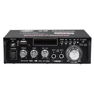 Amplificador 2 Canais 600W Pmpo 60W Rms 12V 220V HIFI AUDIO STEREO POWER BT-298A-B AMPLIFIER BLUETOOTH FM RADIO Karaoke USB Cartão SD Para Automotivo Residencial home Thather