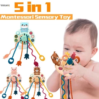 5 Em 1 Baby Montessori Desenvolvimento Sensorial Brinquedos De Pull String Finger Grasp Treinamento De Aprendizagem Precoce Brinquedo Educacional Para Bebês De 1 A 3 Anos