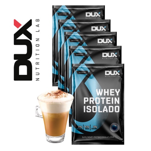 Kit 5 Saches Whey Protein Isolado Sabor Unico Cappuccino – Dux Nutrition