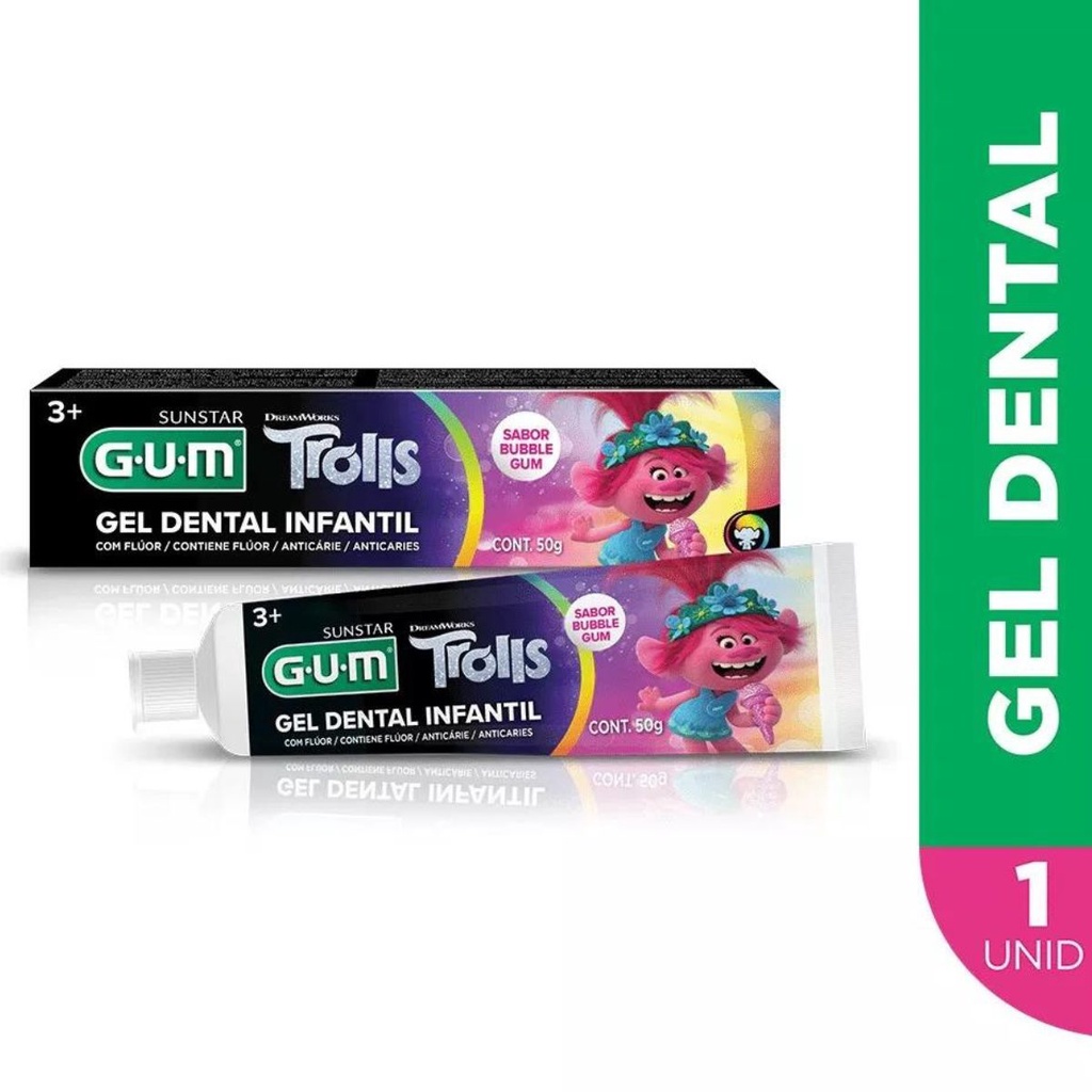 Gel Dental Infantil Trolls 50g - Com Fluor - GUM | Shopee Brasil
