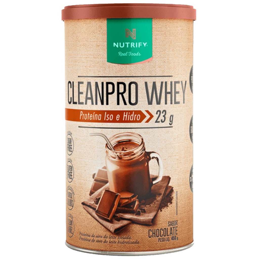 CleanPro Whey Protein Isolado Hidrolisado Clean Label Chocolate 450g – Nutrify