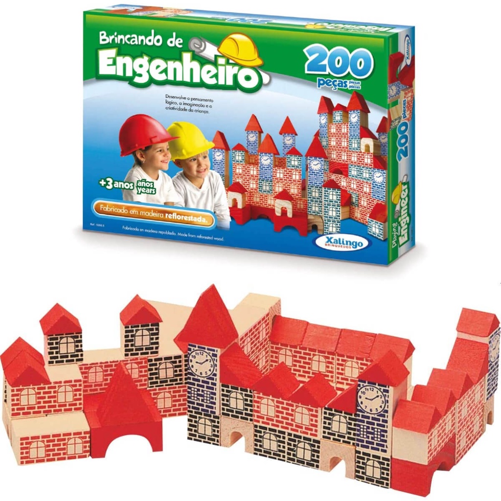 Blocos de Montar Construtor 120 Peças Brinquedo de Madeira Brinquedos de  Madeira Bambalalão Brinquedos Educativos