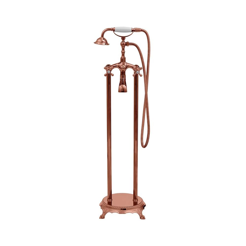 Misturador Monocomando De Piso Para Banheira Itinga Pingoo - Dourado Rose