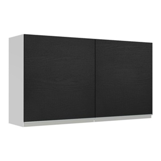 Armário Aéreo Madesa Glamy 120 cm 2 Portas - Branco/Preto