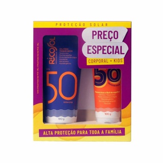 Kit Protetor Solar Ricosol FPS 50 Corporal 180g + Protetor Solar para Criança Kids FPS 50 100g