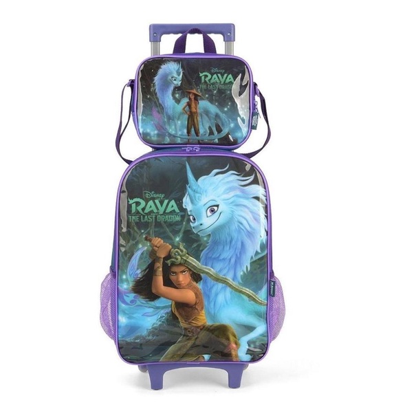 Kit Mochila Rodinhas Lancheira Luxcel Raya E O Dragao Verde | Shopee Brasil