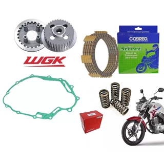 Kit Embreagem Wgk Cobreq + Junta Mola Honda Cg Titan Cargo Fan Bros 150 De 2004 Ate 2015<BR>
