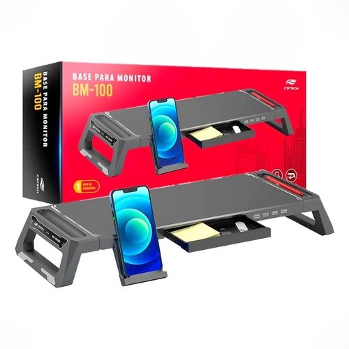 Base Para Monitor Suporte Mesa Organizadora Tela Pc C3tech