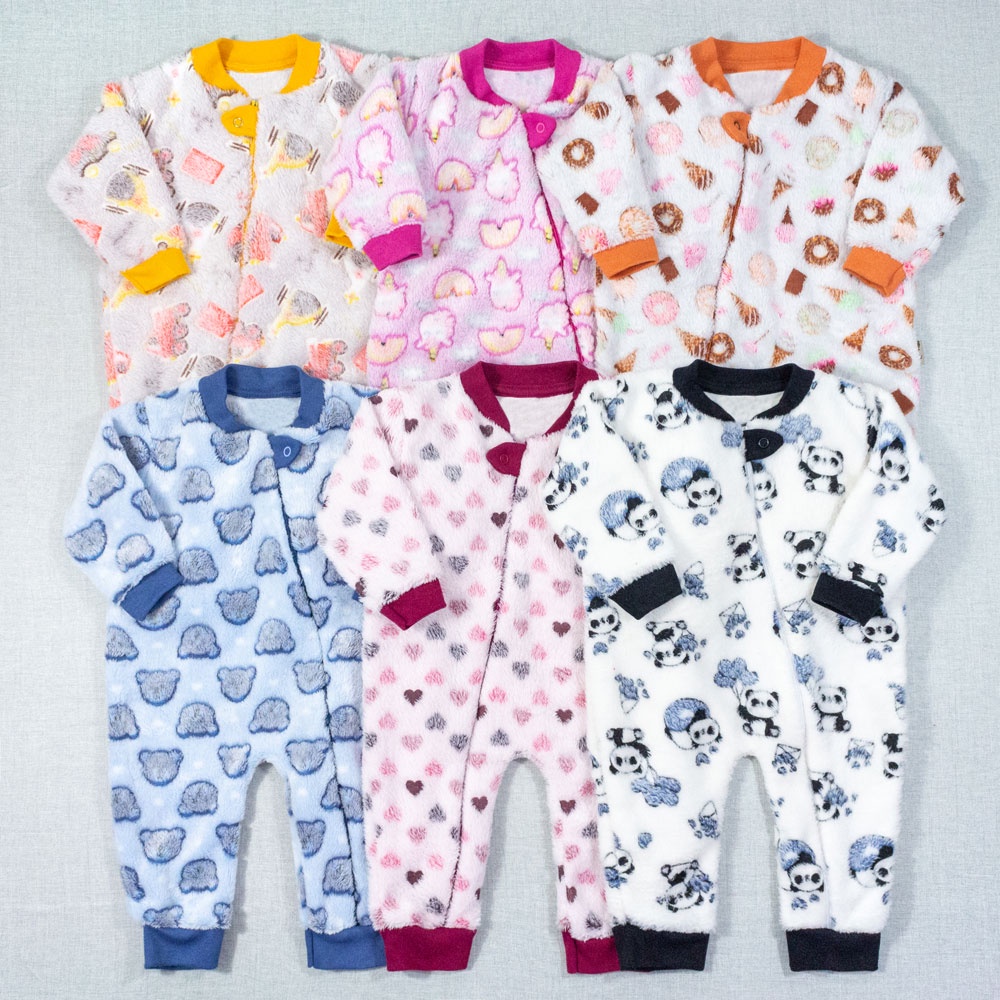 Macacão de bebê pelucia fleece longo